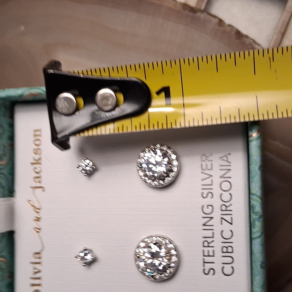 Sterling Silver Cubic Zirconia Earrings - Picture 5 of 5
